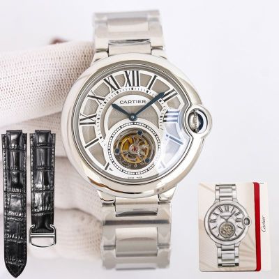 Ballon Bleu De cartier Tourbillon Movement 316L Steel/Leather Band 42mm Watch